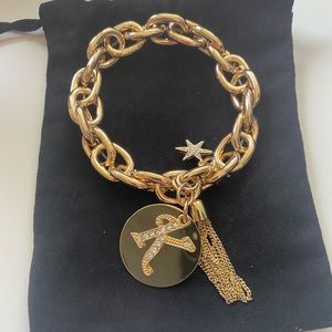 Gold Plated 10 karat “K” Chain Link Charm Bracelet